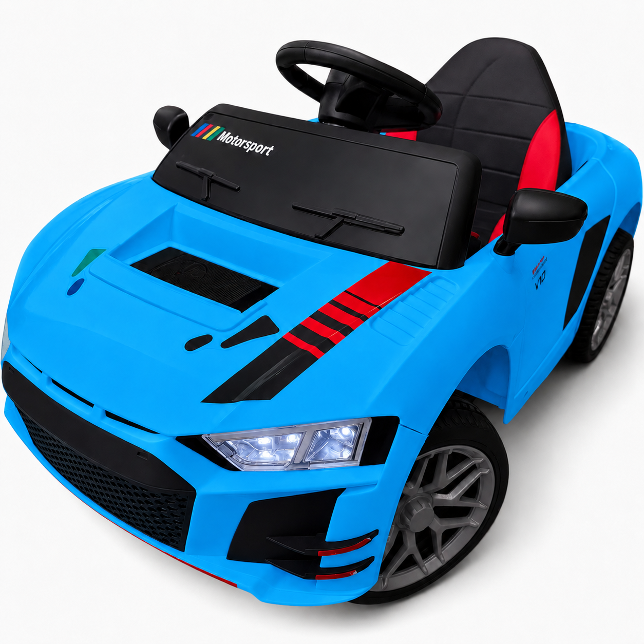 Coche Eléctrico para Niño R8 Style 12v Azul c/ RUEDAS DE GOMA & ASIENTO DE PIEL