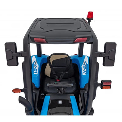 Tractor Eléctrico para Niños con Remolque 24v Azul c/ RUEDAS DE GOMA & ASIENTO DE PIEL