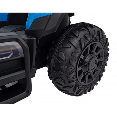 Tractor Eléctrico para Niños con Remolque 24v Azul c/ RUEDAS DE GOMA & ASIENTO DE PIEL