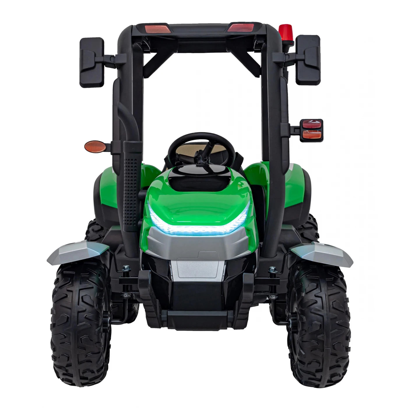 Tractor Eléctrico para Niños con Remolque 24v Verde c/ RUEDAS DE GOMA & ASIENTO DE PIEL