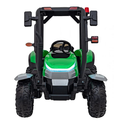 Tractor Eléctrico para Niños con Remolque 24v Verde c/ RUEDAS DE GOMA & ASIENTO DE PIEL