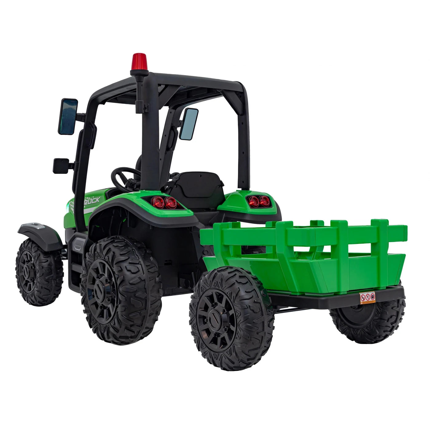 Tractor Eléctrico para Niños con Remolque 24v Verde c/ RUEDAS DE GOMA & ASIENTO DE PIEL
