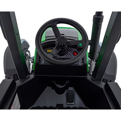 Tractor Eléctrico para Niños con Remolque 24v Verde c/ RUEDAS DE GOMA & ASIENTO DE PIEL