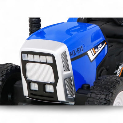 Tractor Eléctrico para Niños con Remolque 12v Azul c/ RUEDAS DE GOMA & ASIENTO DE PIEL