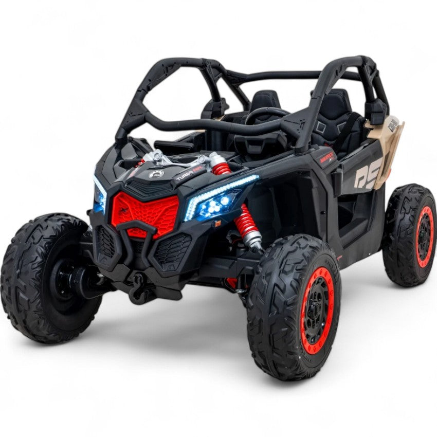 Coche Eléctrico para Niño CAN-AM MAVERICK TURBO RR 4x4 24v Caqui c/ RUEDAS DE GOMA & ASIENTO DE PIEL