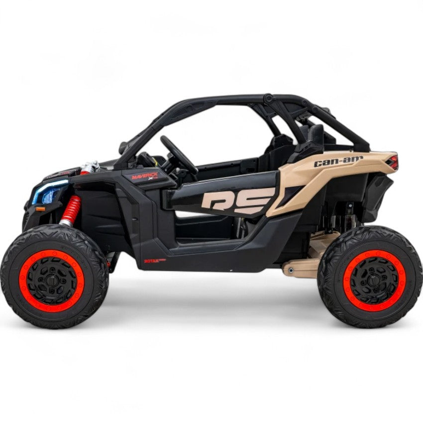Coche Eléctrico para Niño CAN-AM MAVERICK TURBO RR 4x4 24v Caqui c/ RUEDAS DE GOMA & ASIENTO DE PIEL