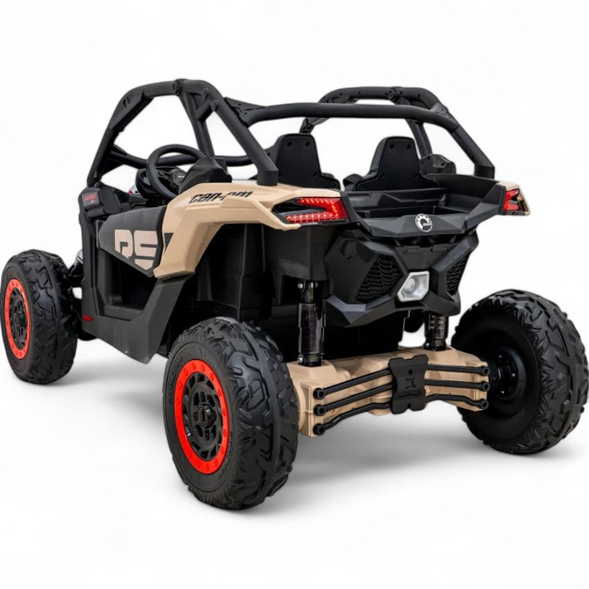 Coche Eléctrico para Niño CAN-AM MAVERICK TURBO RR 4x4 24v Caqui c/ RUEDAS DE GOMA & ASIENTO DE PIEL