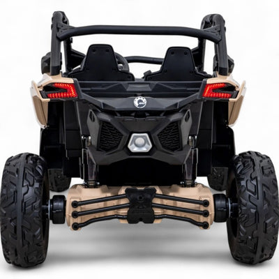 Coche Eléctrico para Niño CAN-AM MAVERICK TURBO RR 4x4 24v Caqui c/ RUEDAS DE GOMA & ASIENTO DE PIEL