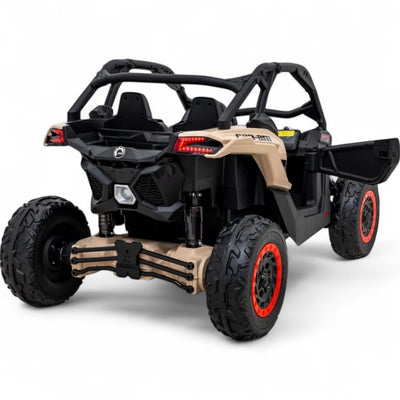 Coche Eléctrico para Niño CAN-AM MAVERICK TURBO RR 4x4 24v Caqui c/ RUEDAS DE GOMA & ASIENTO DE PIEL