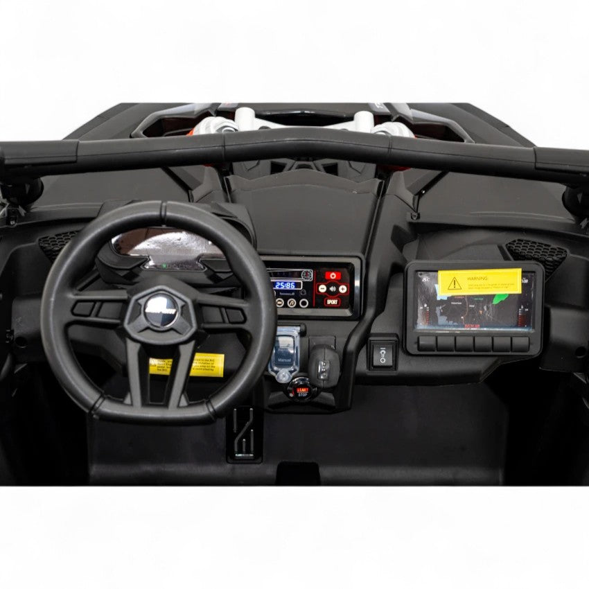 Coche Eléctrico para Niño CAN-AM MAVERICK TURBO RR 4x4 24v Caqui c/ RUEDAS DE GOMA & ASIENTO DE PIEL