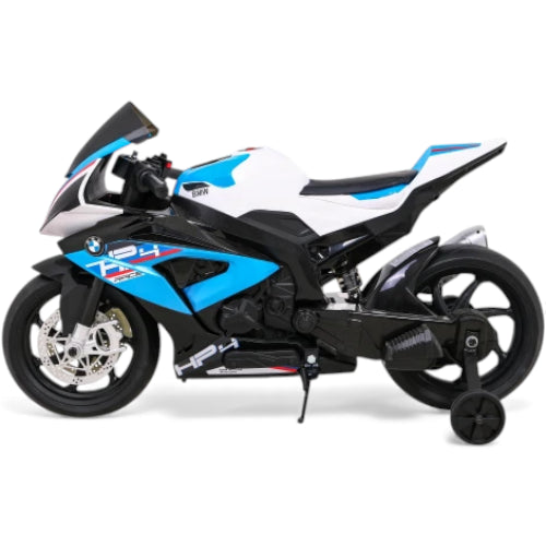 Moto Eléctrica para Niño BMW HP4 12v Azul c/ RUEDAS DE GOMA & ASIENTO DE PIEL