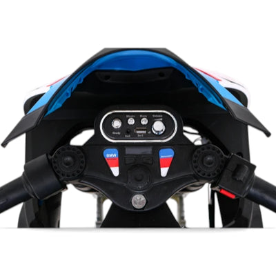 Moto Eléctrica para Niño BMW HP4 12v Azul c/ RUEDAS DE GOMA & ASIENTO DE PIEL