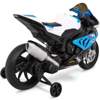 Moto Eléctrica para Niño BMW HP4 12v Azul c/ RUEDAS DE GOMA & ASIENTO DE PIEL