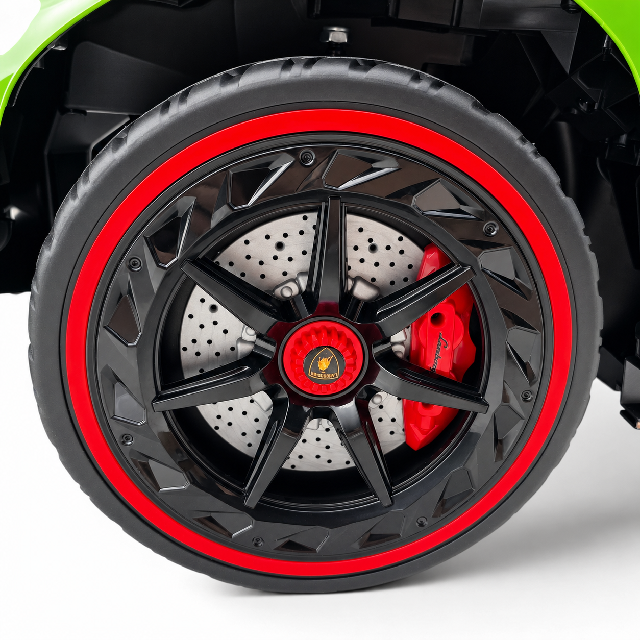 Carro Elétrico para Criança LAMBORGHINI VENENO 4x4 12v Verde 2 LUGARES c/ RODAS DE BORRACHA & ASSENTO EM PELE