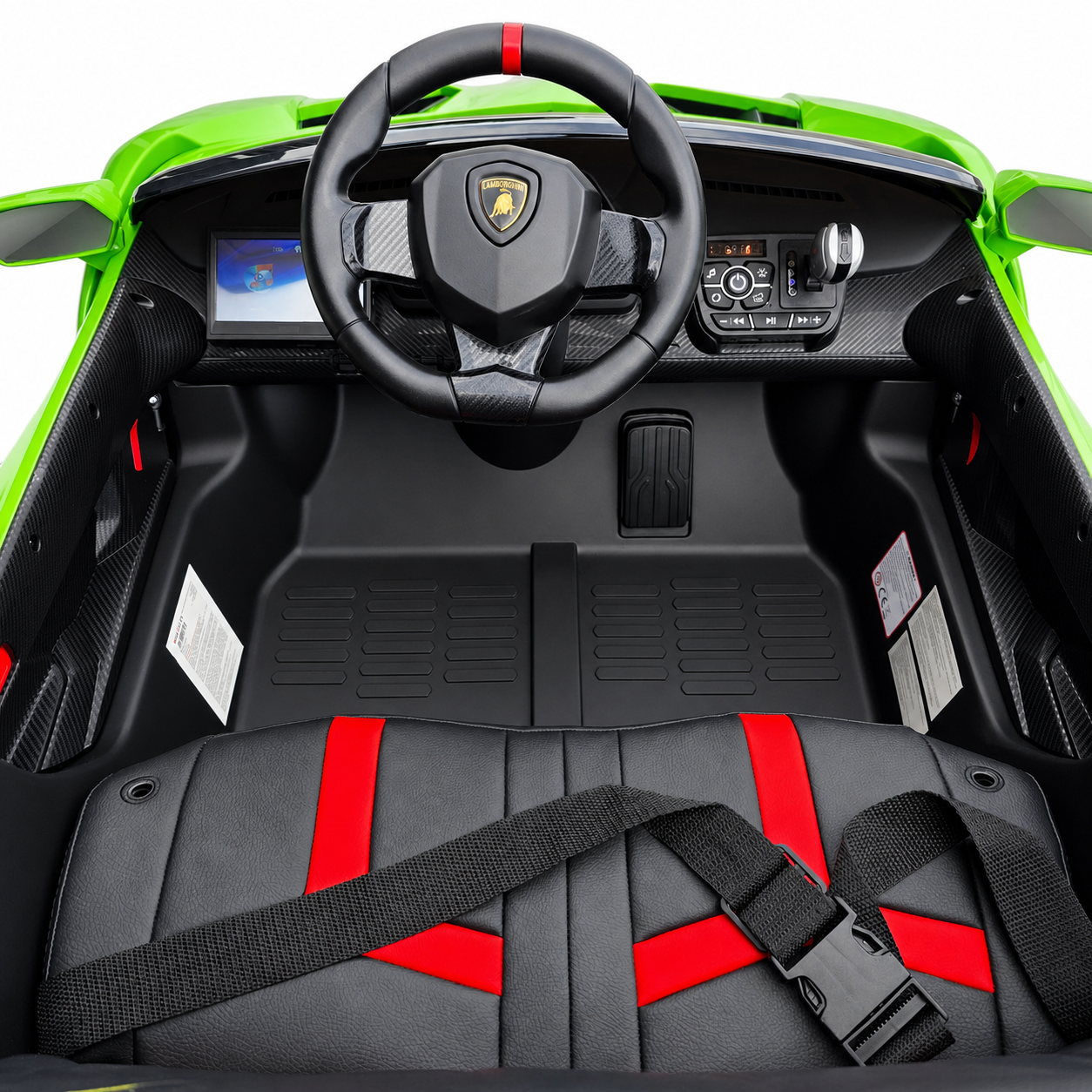 Carro Elétrico para Criança LAMBORGHINI VENENO 4x4 12v Verde 2 LUGARES c/ RODAS DE BORRACHA & ASSENTO EM PELE