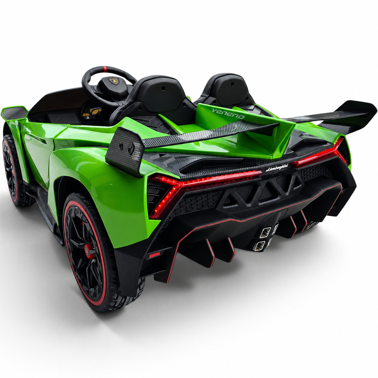 Carro Elétrico para Criança LAMBORGHINI VENENO 4x4 12v Verde 2 LUGARES c/ RODAS DE BORRACHA & ASSENTO EM PELE