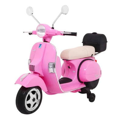 Moto Eléctrica para Niños VESPA PIAGGIO 12v Rosa c/ RUEDAS DE GOMA & ASIENTO DE PIEL