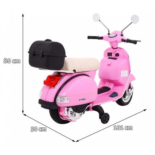 Moto Eléctrica para Niños VESPA PIAGGIO 12v Rosa c/ RUEDAS DE GOMA & ASIENTO DE PIEL