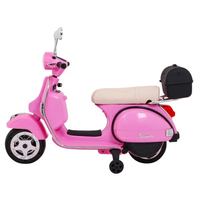 Moto Eléctrica para Niños VESPA PIAGGIO 12v Rosa c/ RUEDAS DE GOMA & ASIENTO DE PIEL