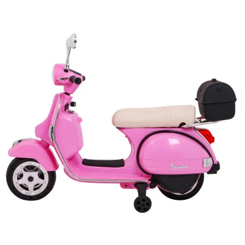 Moto Eléctrica para Niños VESPA PIAGGIO 12v Rosa c/ RUEDAS DE GOMA & ASIENTO DE PIEL