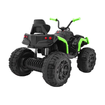 Moto Eléctrica para Niños QUAD ATV 12v Negra y Verde c/ RUEDAS DE GOMA & ASIENTO DE PIEL