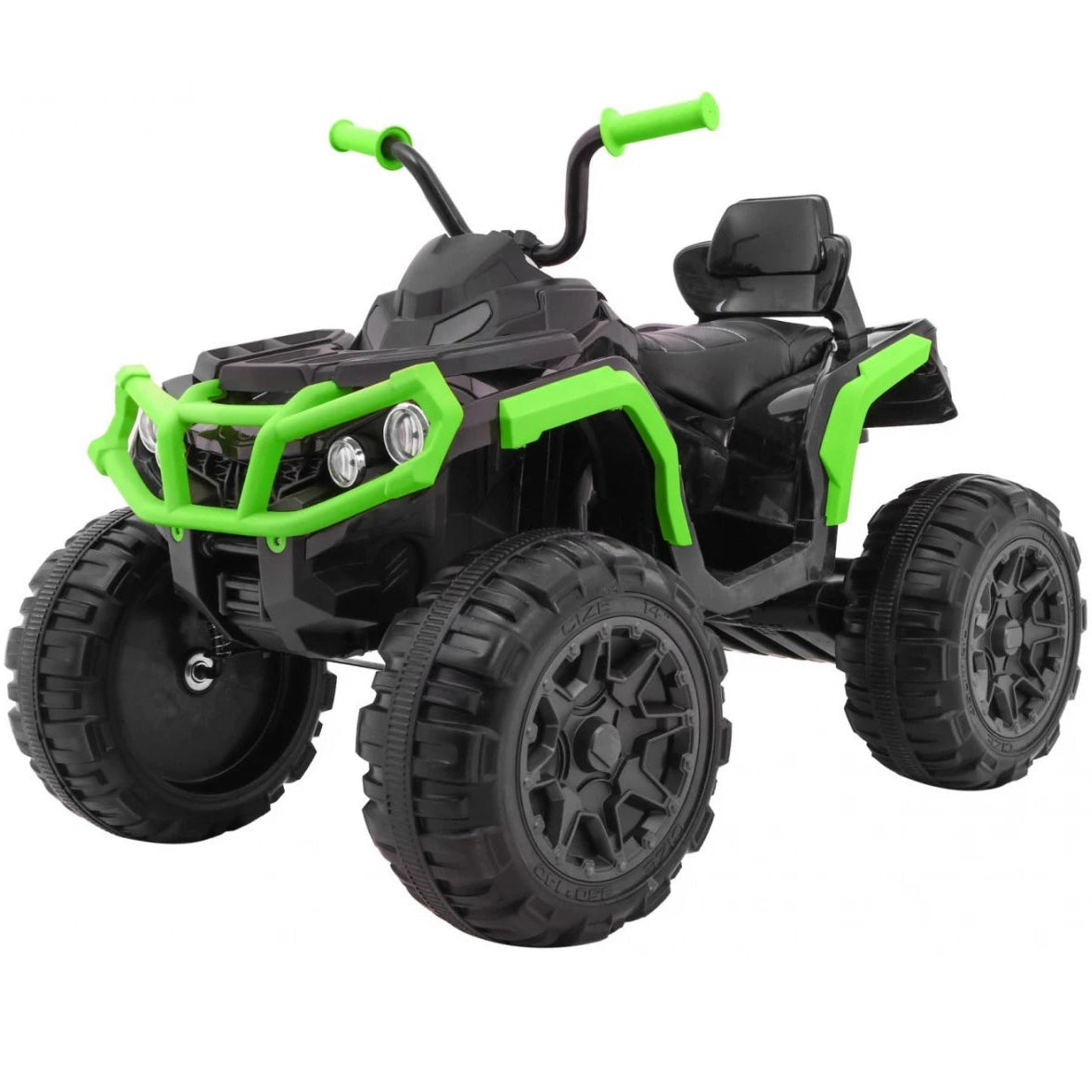 Moto Eléctrica para Niños QUAD ATV 12v Negra y Verde c/ RUEDAS DE GOMA & ASIENTO DE PIEL